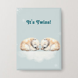 Badge Baby shower Polar Bear Twins