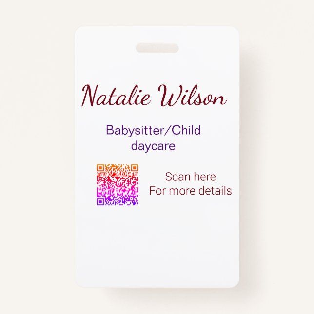Badge Babysitter garderie nounou ajouter nom détails q (Devant)
