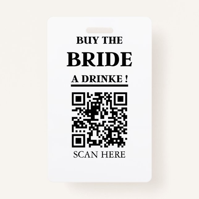 Badge Bachelorette Code QR Acheter L'Épouse A Boire (Devant)