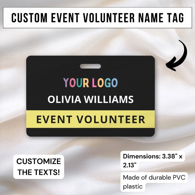 Badge Balise de nom de l'événement bénévole personnalisé (Créateur téléchargé)