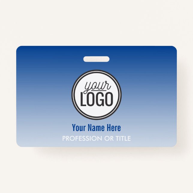 Badge Balise de nom moderne Blue Ombre Professional (Devant)
