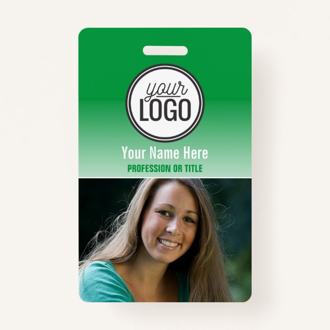 Badge Balise de nom photo moderne Green Ombre Profession (Devant)