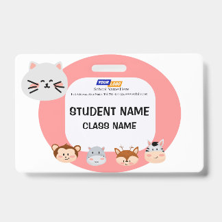 Badge Balise de nom pour enfants avec dessin animal mign