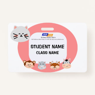 Badge Balise de nom pour enfants avec dessin animal mign