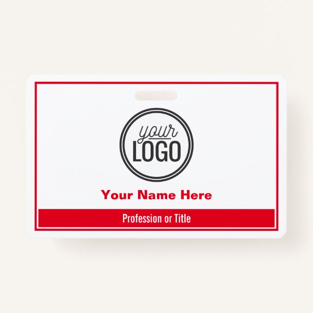 Badge Balise de nom professionnel Simple Bright Red Colo (Devant)