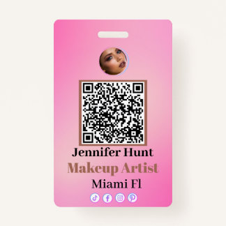 Badge Balise de nom QRcode personnalisée rose