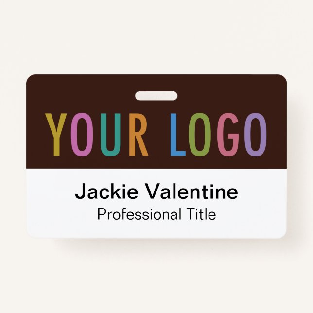 Badge Balise d'ID de travail du logo horizontal Brown (Devant)