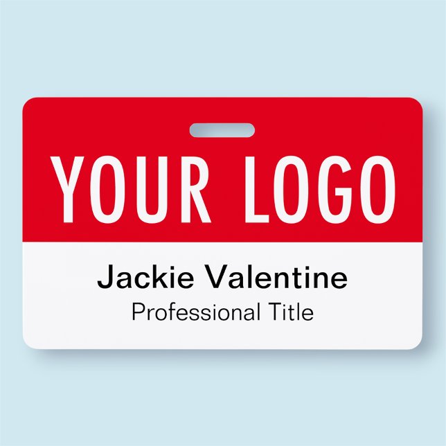Badge Balise d'identification du personnel du logo horiz (MISOOK Red Name Badge with Logo)