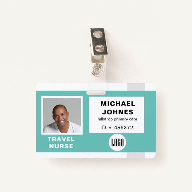 Badge Balise Logo Et Nom Photo De L'Employé (Devant avec clip)