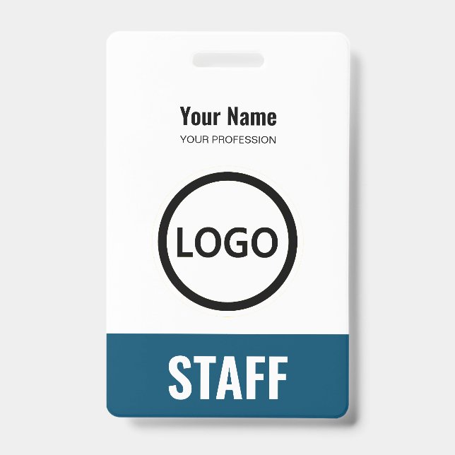 Badge Balise Marine Blue Nom de l'employé Logo commercia (Avant)