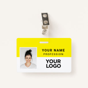 Badge Balise Nom photo de l'employé de l'entreprise jaun