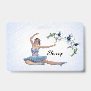 Badge Ballerine en Bleu Nom Personnel