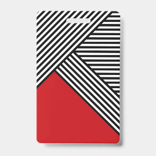 Badge Bandes noires et blanches avec triangle rouge