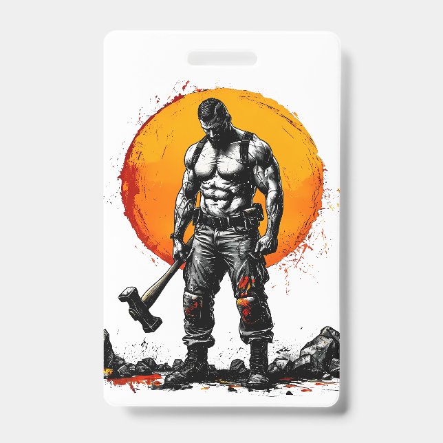 Badge barbare guerrier imaginaire médiéval (Avant)