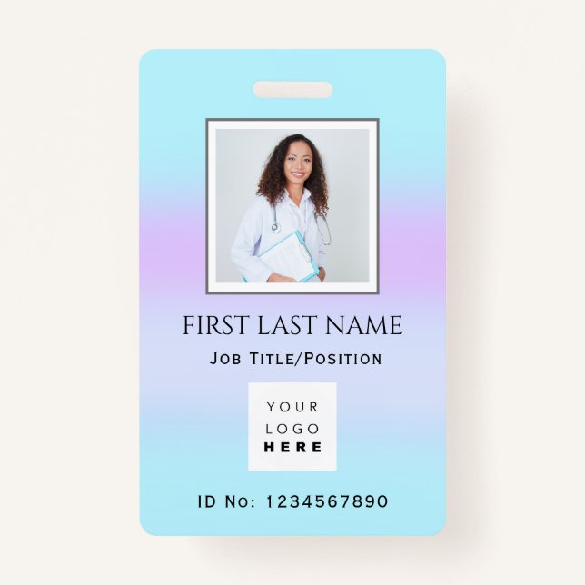 Badge Barcode Photo Therapist Infirmière Docteur en soin (Devant)