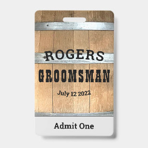 Badge Baril Whiskey Personnalisé Groomsman Rustique