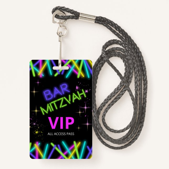 Badge Barre de manchons à lents Neon Mitzvah ID991 (Devant avec lanière)