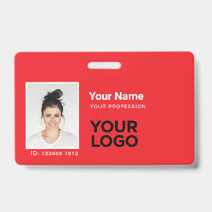Badge Barre de photo d'employé Total Red ou logo Code Qr
