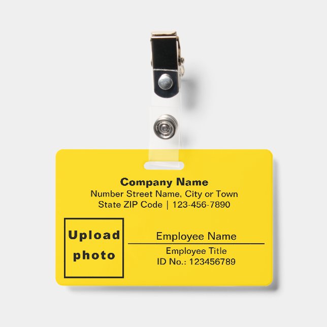 Badge Basé sur le texte avec photo de l'employé Rectangl (Avant avec clip)