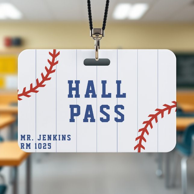Badge Baseball Softball Sport Pinstripe School Hall Pass (Baseball Softball Sport Pinstripe School Hall Pass Badge
)