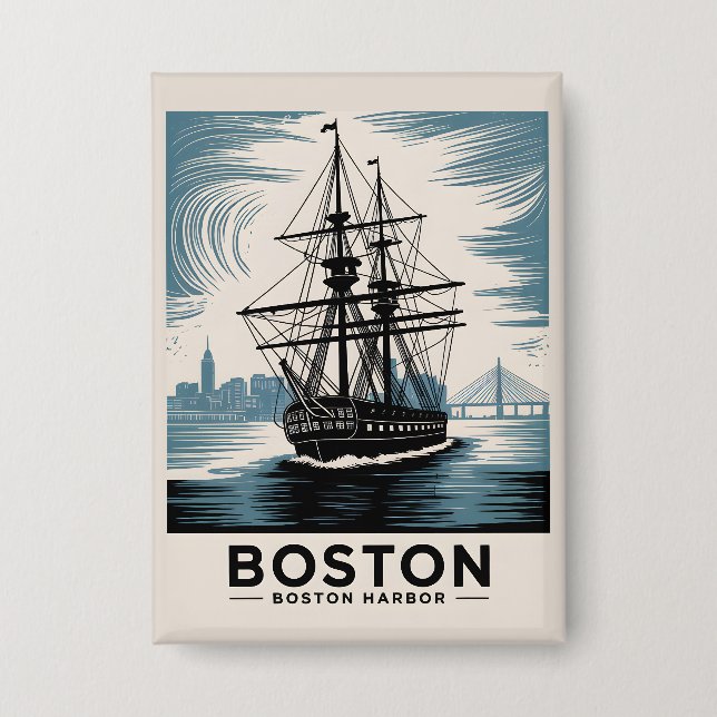 Badge Bateau de grande hauteur du port de Boston Retro V (Recto)