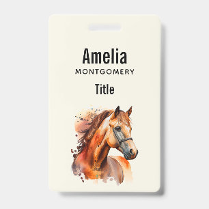 Badge Beau portrait de cheval alezan