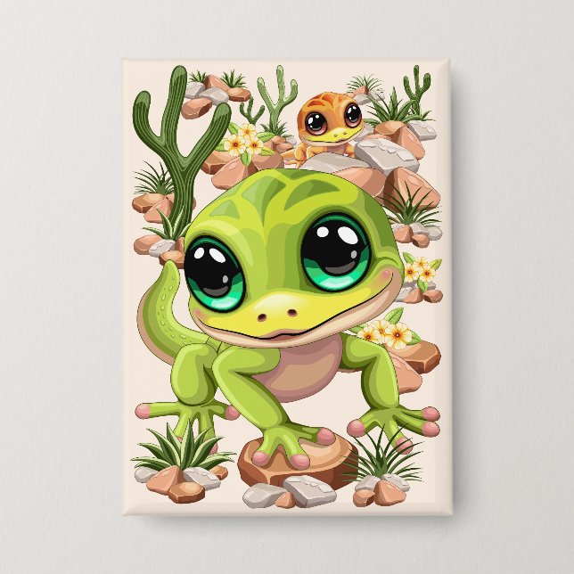 Badge Bébé Geckos jote personnages de dessin (Recto)
