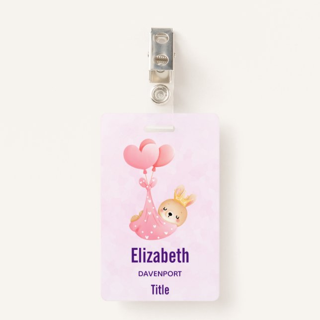 Badge Bébé mignon dans une couverture de coeur (Devant avec clip)