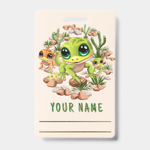 Badge Bébés Geckos Mignons Personnages de Dessin Animé