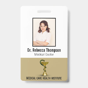 Badge Beige Snake Bowl Hygieia Gold Médicale