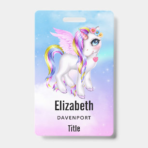 Badge Belle licorne avec Rainbow Mane & Tail