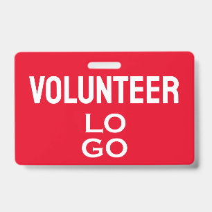 Badge Bénévole rouge avec ID de logo personnalisé