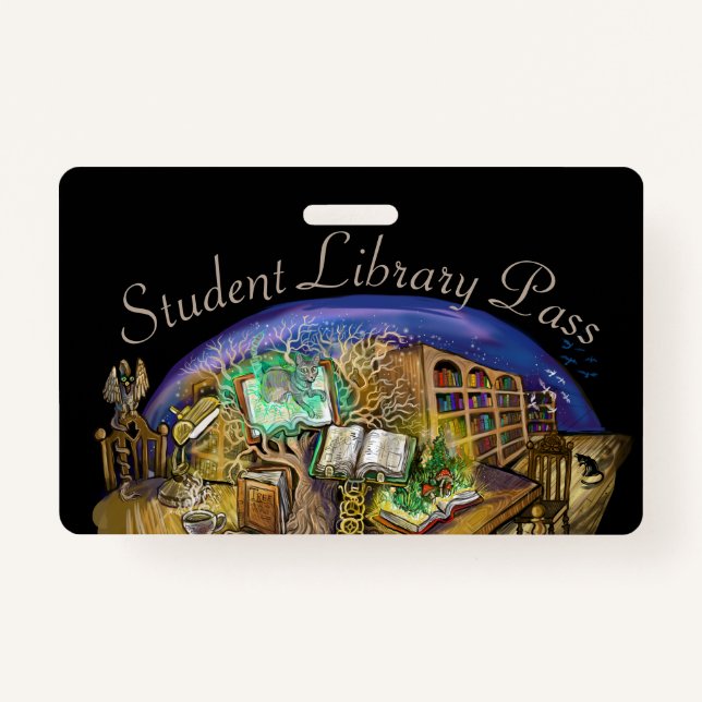 Badge Bibliothèque de passage vivant d'étudiant de rêves (Devant)