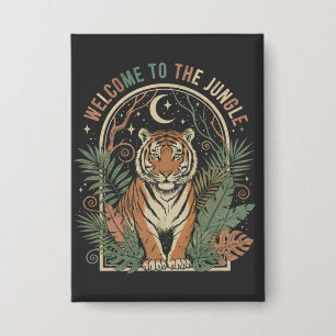 Badge Bienvenue dans le Jungle Vintage Tiger Retro Boho
