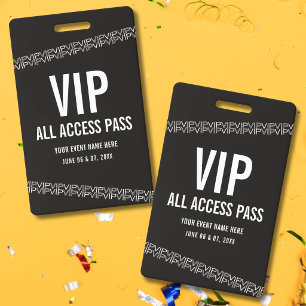 Badge Billet de concert noir blanc VIP Passeport accès i