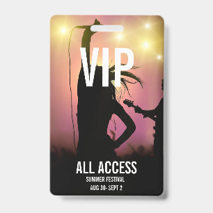 Badge Billet de concert VIP personnalisé pour femmes
