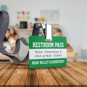 Badge Billet de salle de bain pratique vert et blanc pou