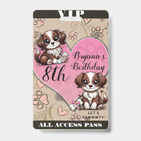 Billet VIP Anniversaire Chien Marron Patte Rose & 