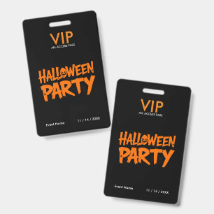 Badge Billet VIP d'accès illimité à une fête d'Halloween
