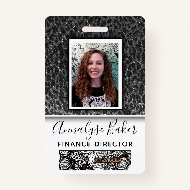Badge Black Cheetah Parties scintillant Employé Infirmiè (Devant)