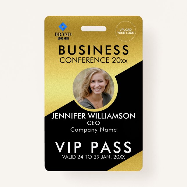 Badge Black Gold Business Conference Exposition ID photo (Devant)