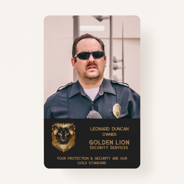 Badge Black Gold Lion Business Logo Photo Employé (Devant)