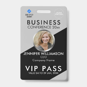 Badge Black Grey Business Conference Exhibition ID photo