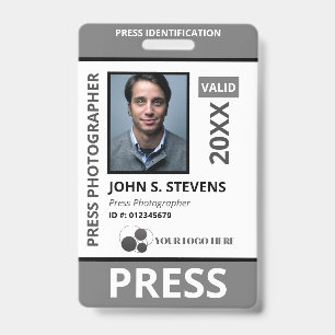 Badge Black Grey Photo & Logo ID de la presse