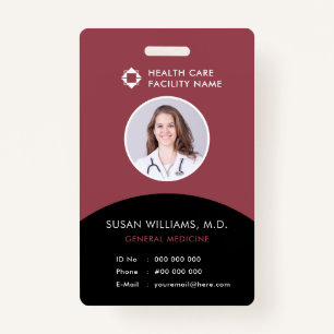Badge Black Magenta Doctor Photo ID Société Logo Moderne