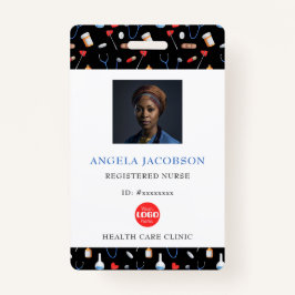 Badge Black Pattern Registered Nurse Healthcare Logo QR