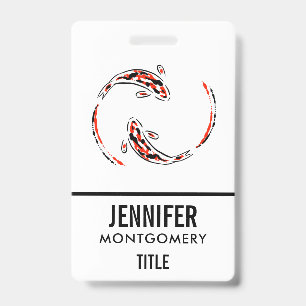 Badge Black & Red Japanese Koi Fish Artistic