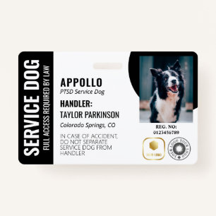 Badge Black White Service Chien 2 Logos et ID photo