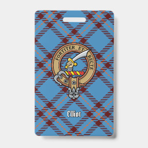 Badge Blason du clan Elliot sur ancien tartan