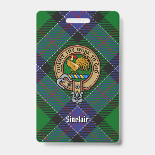 Badge Blason du Clan Sinclair sur tartan de chasse